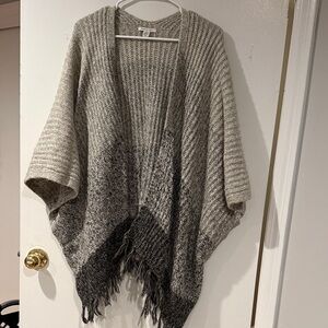 American Eagle Outfitters Two-Tone Gray Poncho